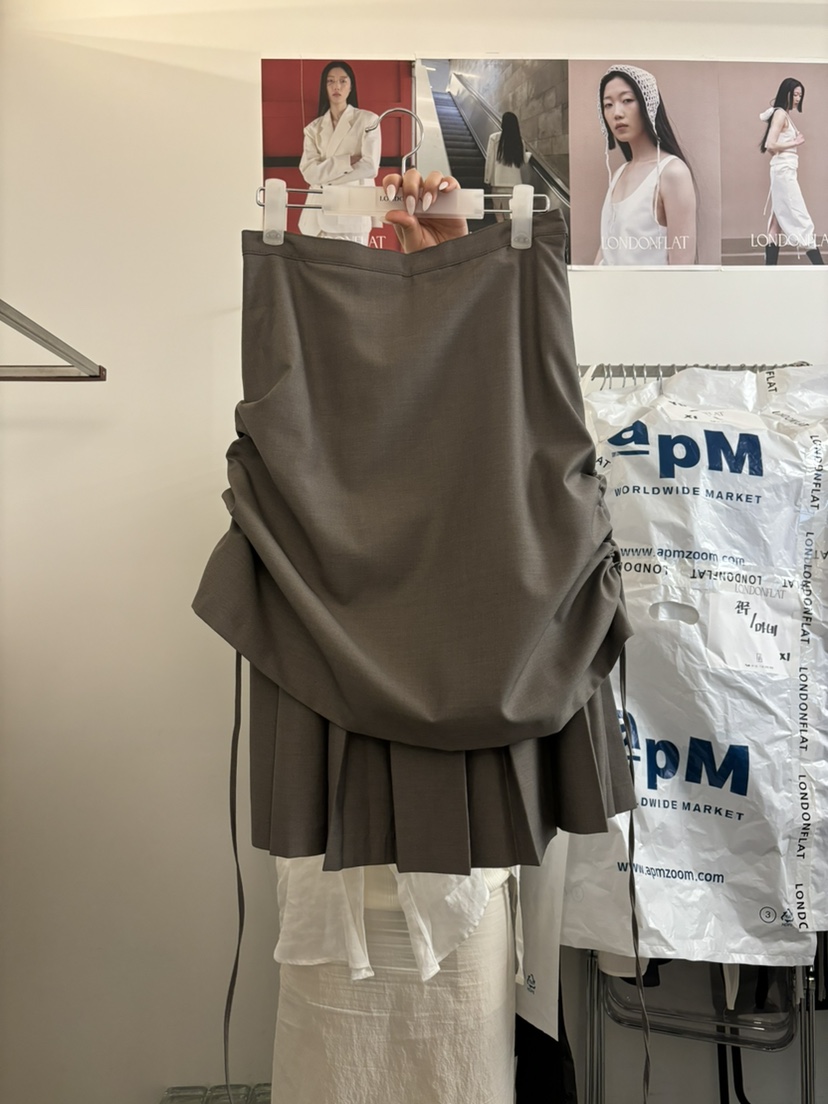 LONDON FLAT韓國代購㊣女士新品時尚半身裙中短裙百褶褶皺LONDON FLAT半身裙/中短裙