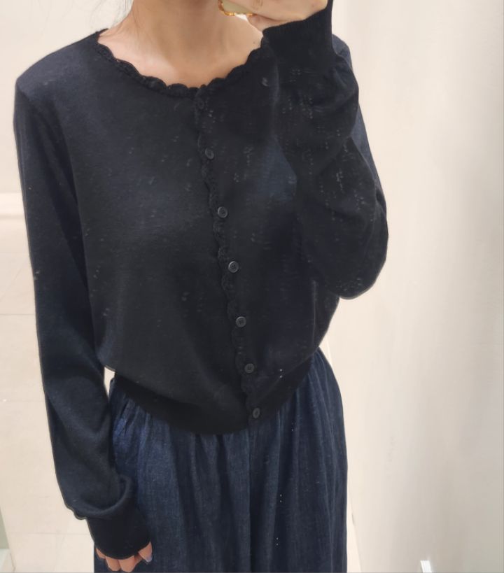 FEMME韓國直郵㊣女裝新品真品25秋冬休閑職業針織衫蕾絲開衫FEMME針織衫
