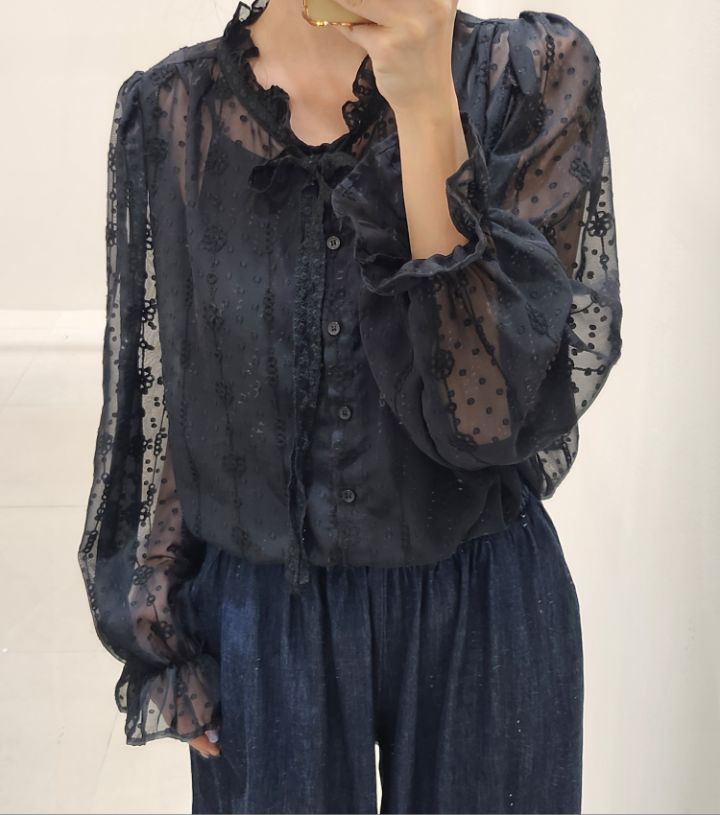 FEMME東大門㊣代購女士新品時尚熱賣職業人氣襯衫蕾絲衫蕾絲FEMME襯衫/蕾絲衫