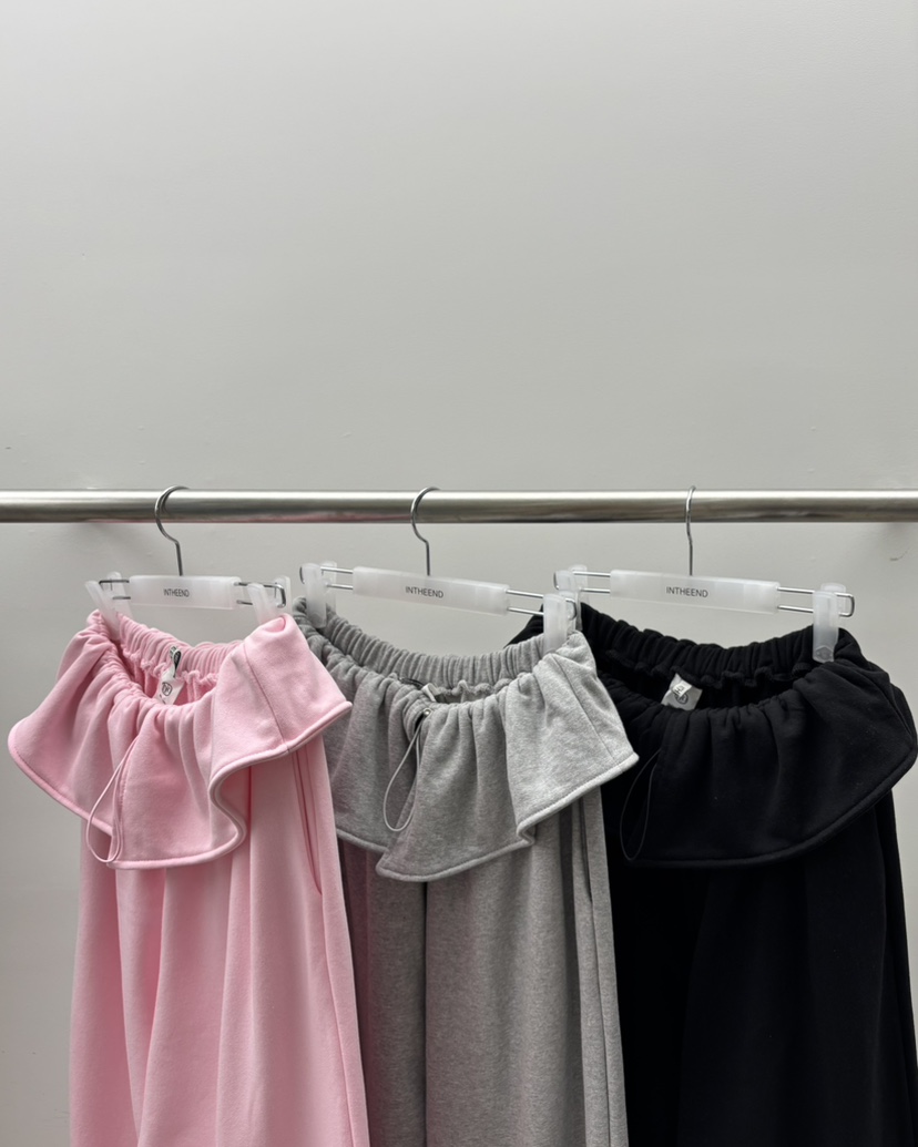 INTHEEND韓國代購㊣女裝新品25秋冬職業真品時尚休閑褲荷葉邊INTHEEND休閑褲