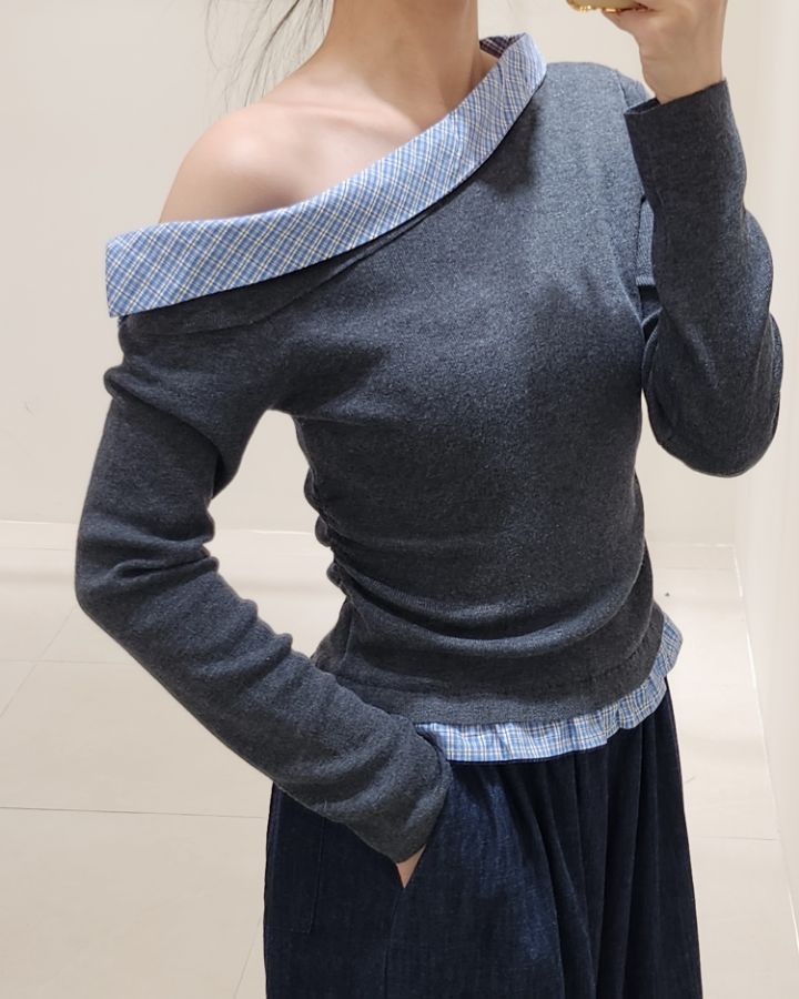 FEMME東大門㊣代購女士新款25秋冬休閑時尚推薦真品針織衫格紋FEMME針織衫