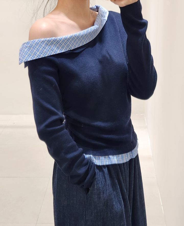 FEMME東大門㊣代購女士新款25秋冬休閑時尚推薦真品針織衫格紋FEMME針織衫
