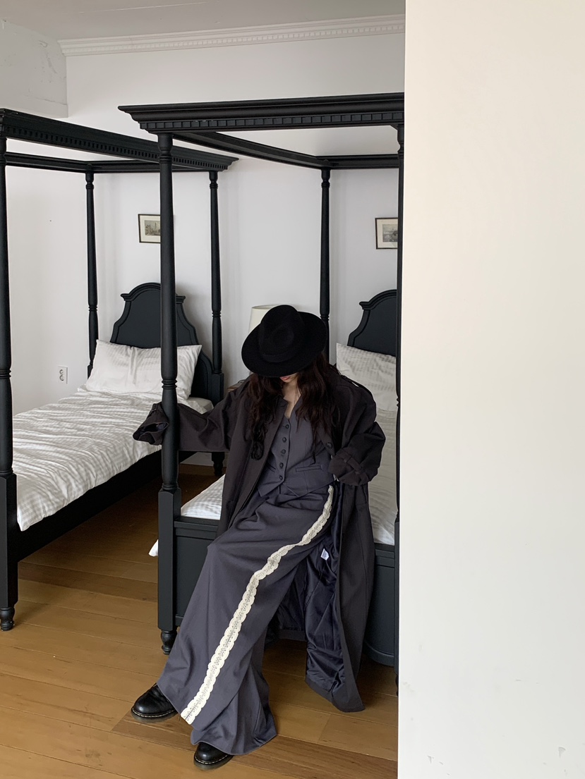 INTHEEND東大門㊣代購女士新品時尚職業25秋冬休閑休閑褲蕾絲INTHEEND休閑褲