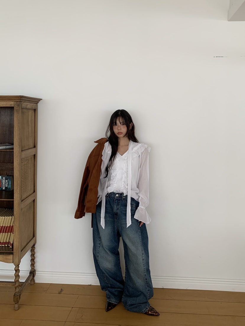 INTHEEND東大門㊣實拍女裝新款真品人氣25秋冬時尚襯衫蕾絲衫INTHEEND襯衫/蕾絲衫