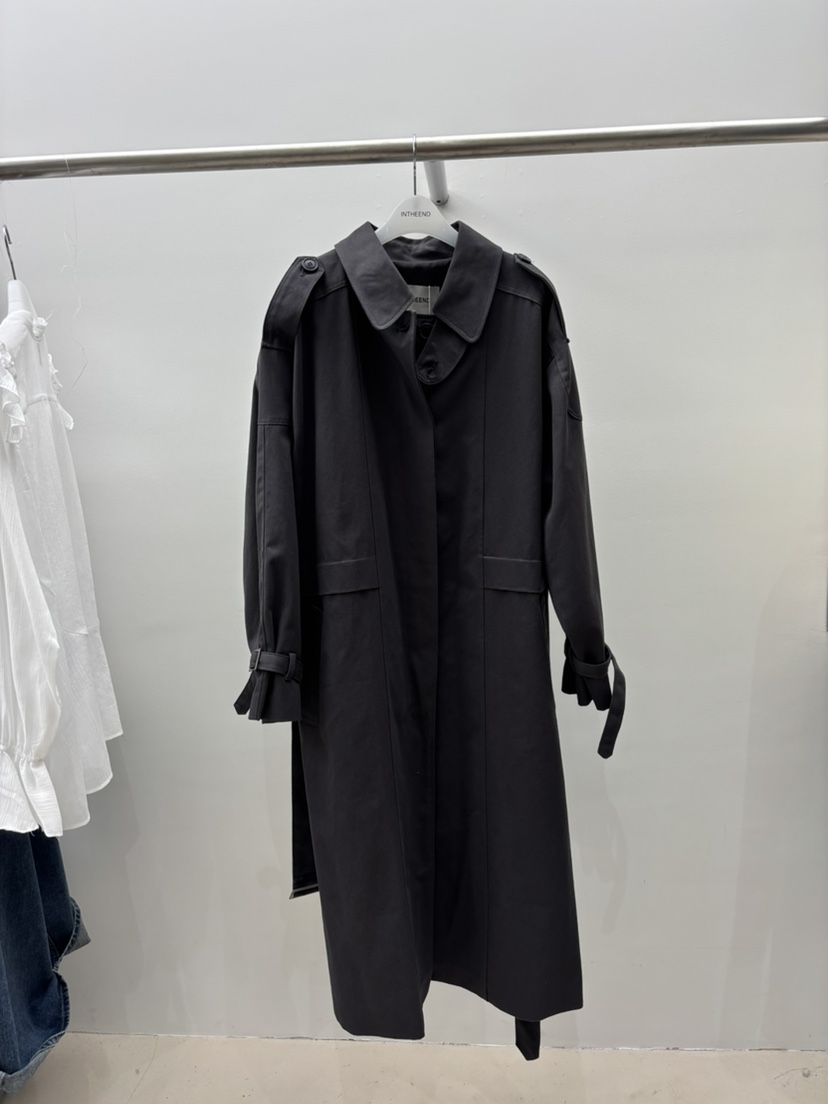 INTHEEND韓國直郵㊣女士新款熱賣休閑時尚推薦長款風衣含腰帶INTHEEND長款風衣圖色2