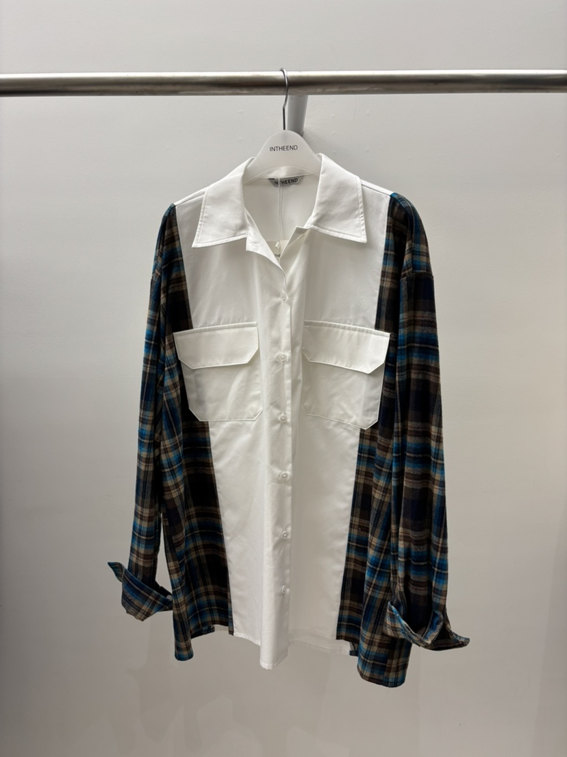 INTHEEND東大門㊣代購女裝新品人氣職業真品襯衫蕾絲衫格紋INTHEEND襯衫/蕾絲衫圖色2