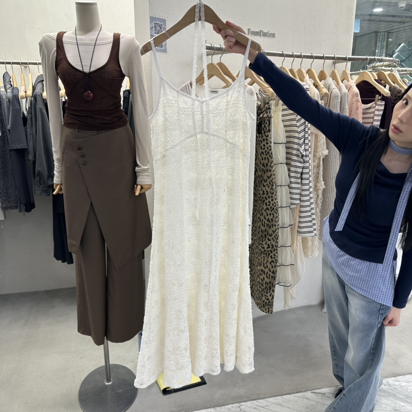 FOUNDATION東大門㊣代購女士新品熱賣真品時尚連衣裙含腰繩FOUNDATION連衣裙圖色1