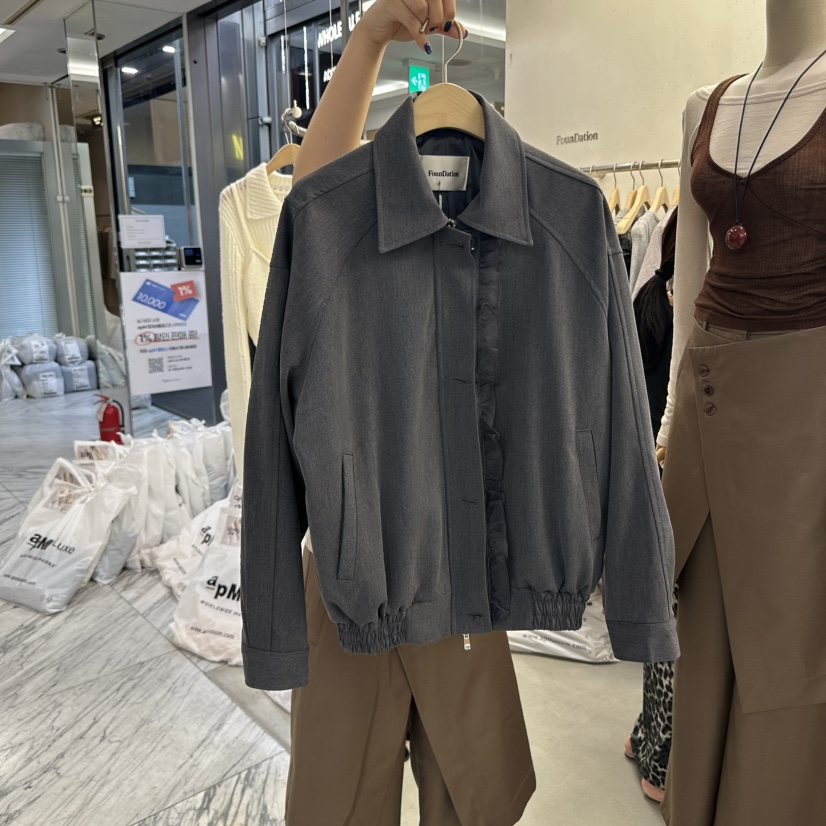 FOUNDATION韓國代購㊣女裝新品真品熱賣25秋冬休閑時尚夾克FOUNDATION夾克圖色2