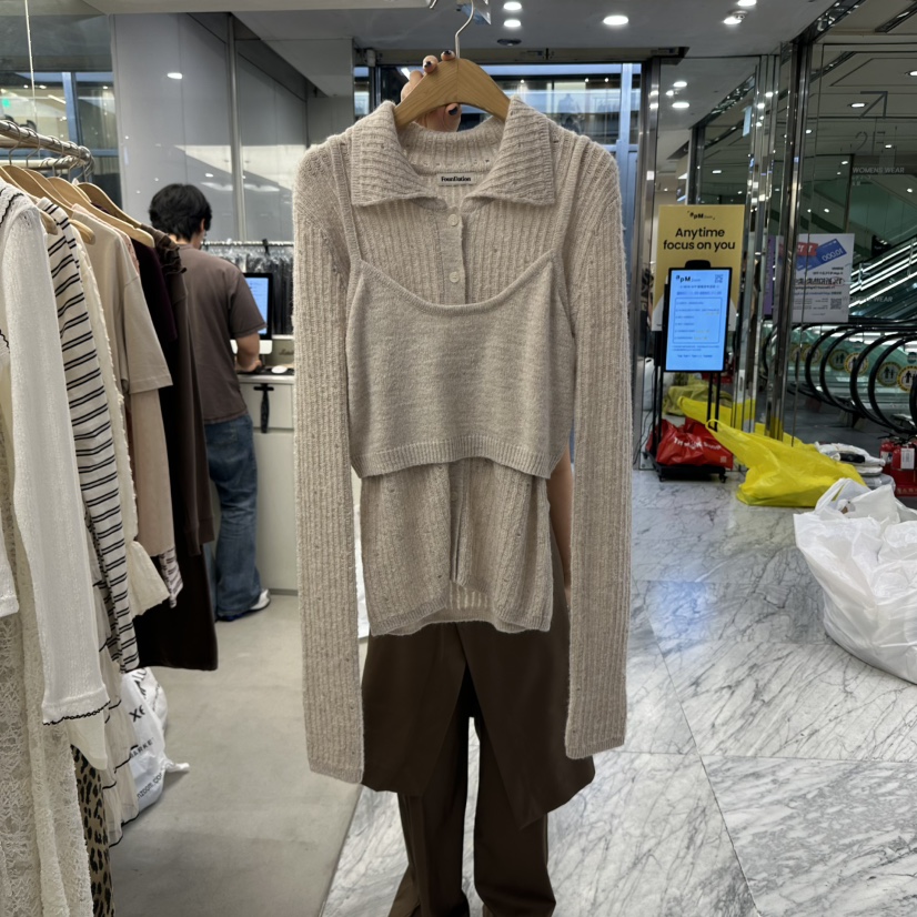 FOUNDATION韓國直郵㊣女裝新款時尚25秋冬套裝兩件套套裝開衫FOUNDATION套裝圖色3