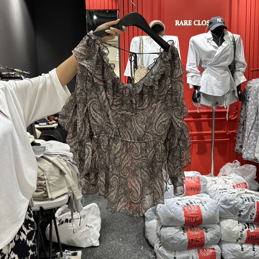 RARE CLOSET東大門㊣代購女裝新品人氣襯衫蕾絲衫荷葉邊雪紡RARE CLOSET襯衫/蕾絲衫
