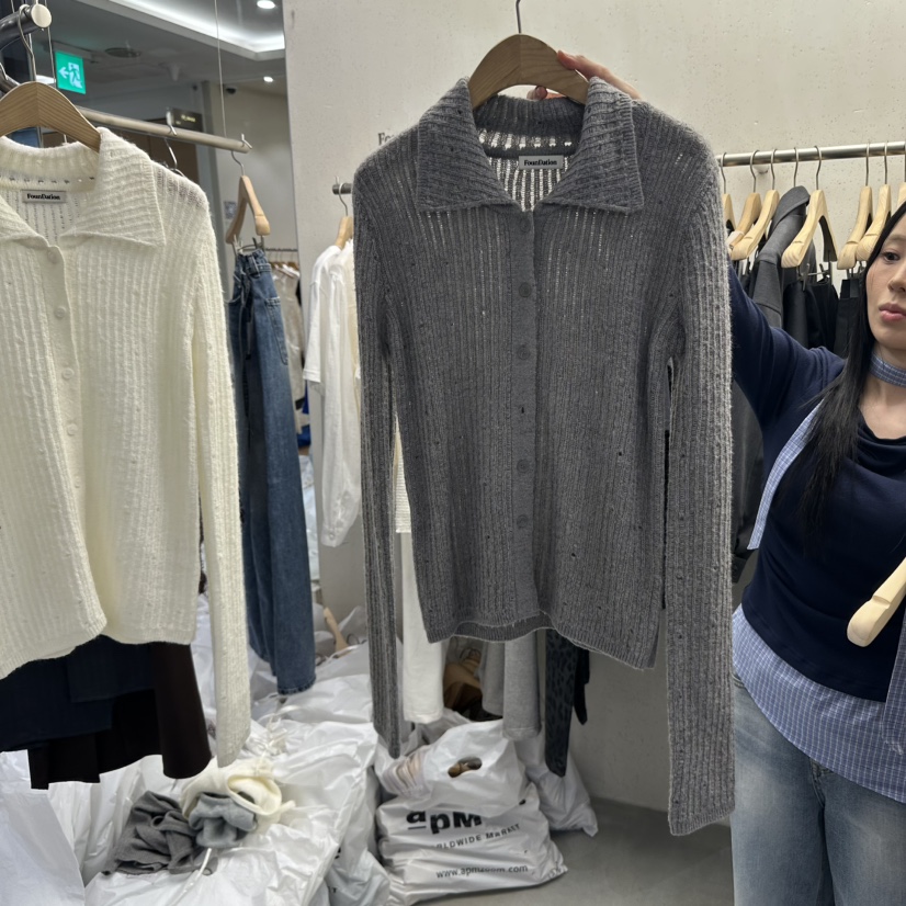 FOUNDATION東大門㊣實拍女士新品時尚職業真品休閑針織衫開衫FOUNDATION針織衫圖色2