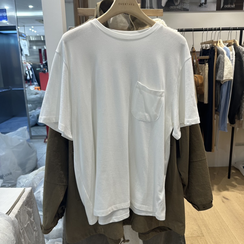 OVERTAKE東大門㊣直郵女士新品人氣時尚真品推薦職業T恤口袋OVERTAKET恤圖色1