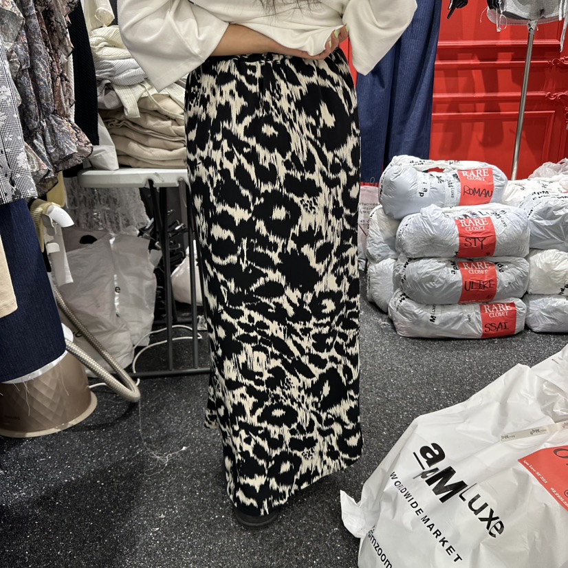 RARE CLOSET東大門㊣代購女裝新品人氣25秋冬長裙豹紋雪紡長款RARE CLOSET長裙