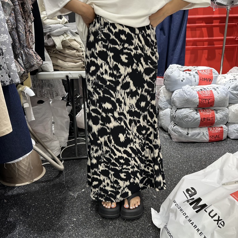 RARE CLOSET東大門㊣代購女裝新品人氣25秋冬長裙豹紋雪紡長款RARE CLOSET長裙圖色2