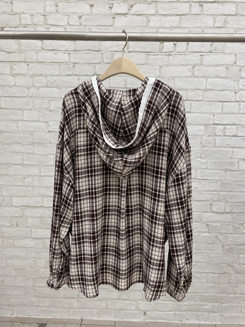 COCOMATON韓國直郵㊣女裝新品25秋冬休閑襯衫蕾絲衫格紋連帽COCOMATON襯衫/蕾絲衫
