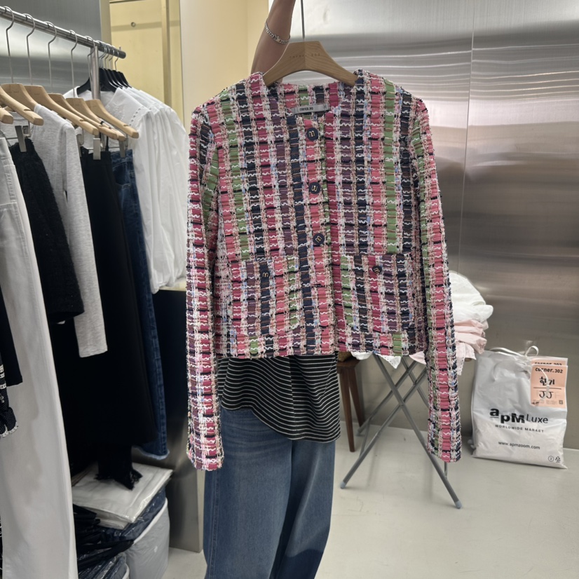 CORNER韓國代購㊣女士新品休閑人氣時尚25秋冬職業夾克粗花呢CORNER.302夾克圖色2