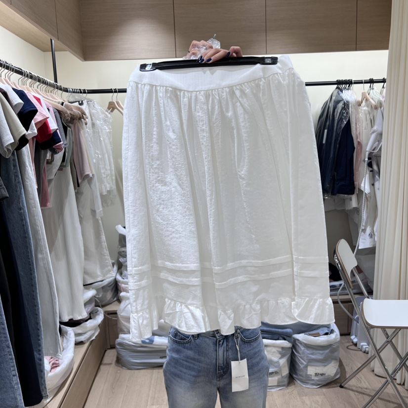 MEMOIRE韓國代購㊣女裝新品推薦人氣25秋冬半身裙中短裙荷葉邊MEMOIRE半身裙/中短裙