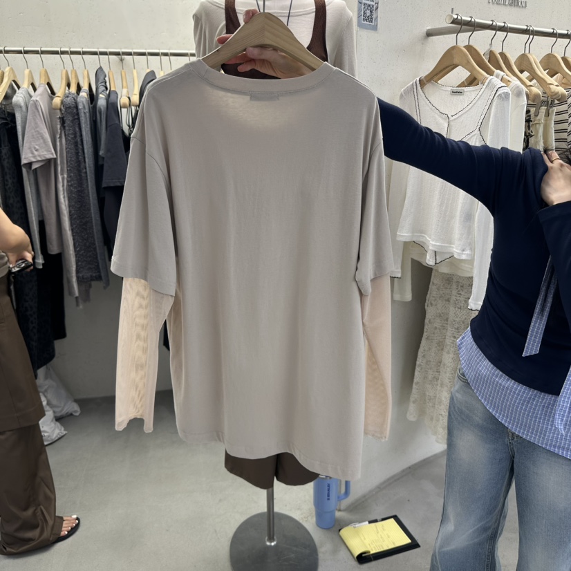FOUNDATION韓國代購㊣女士新品休閑25秋冬推薦熱賣人氣長袖T恤FOUNDATION長袖T恤
