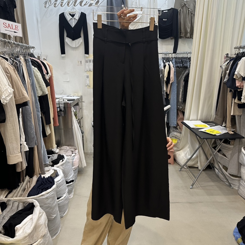 BILLION-L韓國代購㊣女士新品25秋冬熱賣人氣休閑褲含腰繩BILLION-L休閑褲圖色1