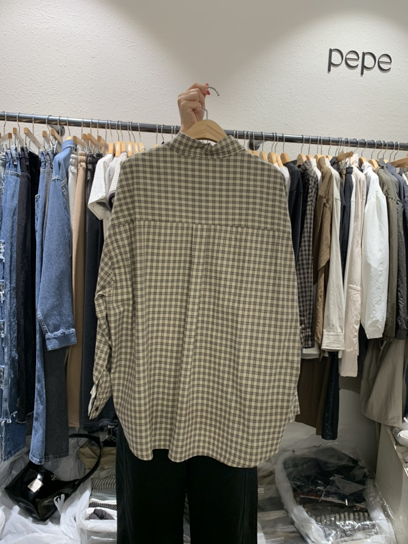 ALMOND PEPE東大門㊣直郵女士新品時尚推薦襯衫蕾絲衫格紋ALMOND PEPE襯衫/蕾絲衫