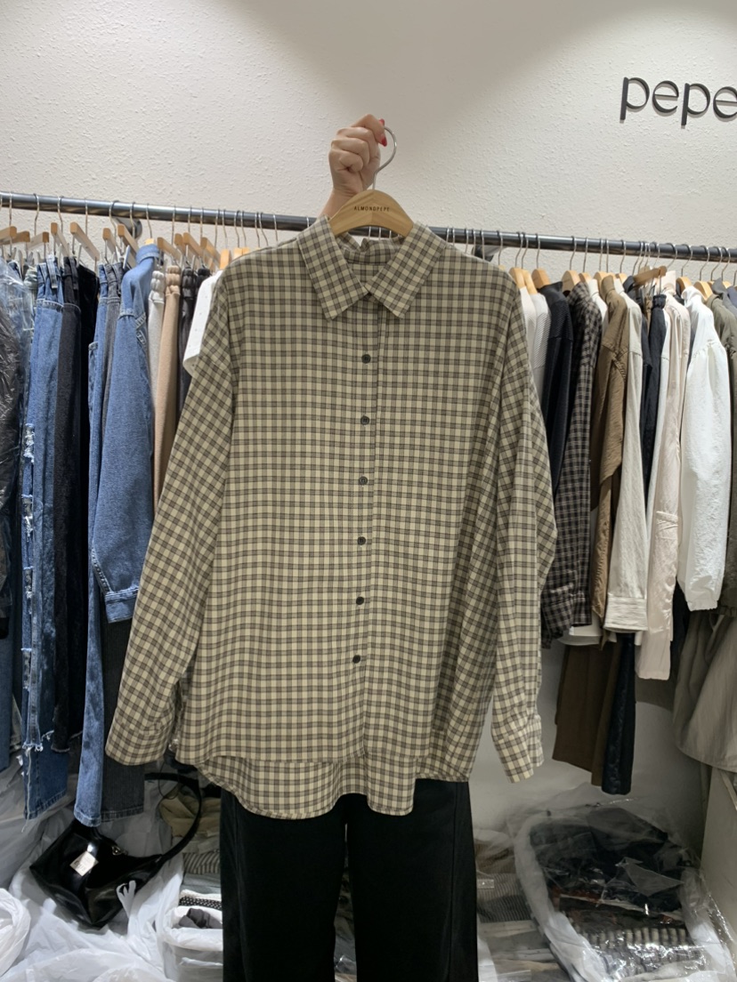 ALMOND PEPE東大門㊣直郵女士新品時尚推薦襯衫蕾絲衫格紋ALMOND PEPE襯衫/蕾絲衫圖色1