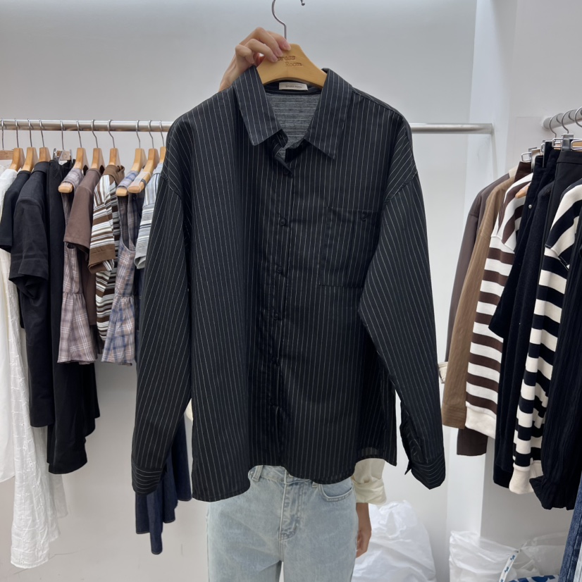 DRESS ROOM東大門㊣實拍女裝新品休閑真品熱賣襯衫蕾絲衫條紋DRESS ROOM襯衫/蕾絲衫圖色2