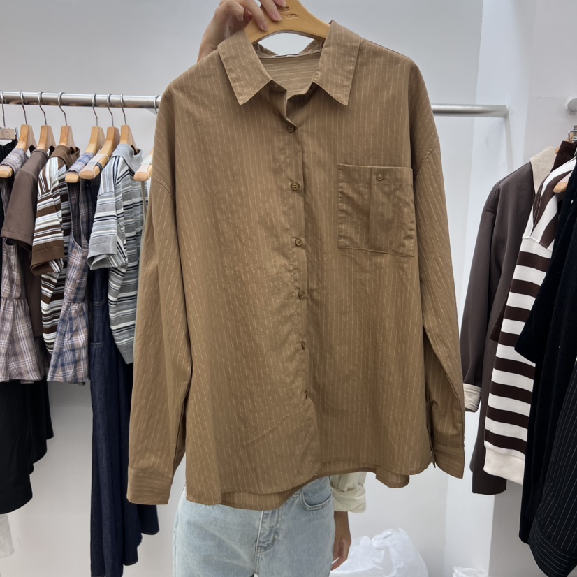 DRESS ROOM東大門㊣實拍女裝新品休閑真品熱賣襯衫蕾絲衫條紋DRESS ROOM襯衫/蕾絲衫圖色3