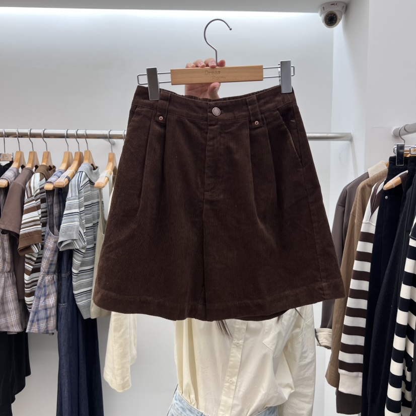 DRESS ROOM東大門㊣代購女士新品職業休閑熱賣人氣短褲燈芯絨DRESS ROOM短褲圖色3