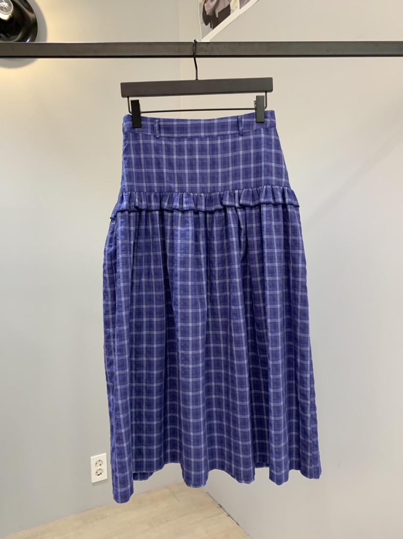 SOFTNESS東大門㊣直郵女士新品真品半身裙中短裙荷葉邊格紋Softness/Cosmic半身裙/中短裙