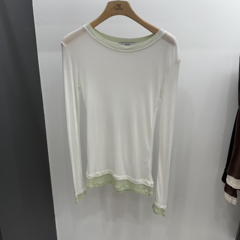 THE VALUE東大門㊣直郵女士新品25秋冬真品長袖T恤天絲羊毛THE VALUE長袖T恤圖色1