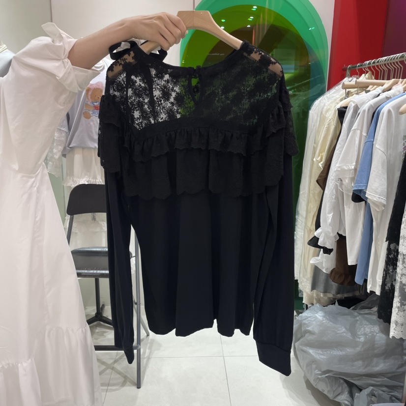MINI UNNI韓國代購㊣女裝新款真品職業25秋冬休閑長袖T恤含花MINI UNNI長袖T恤