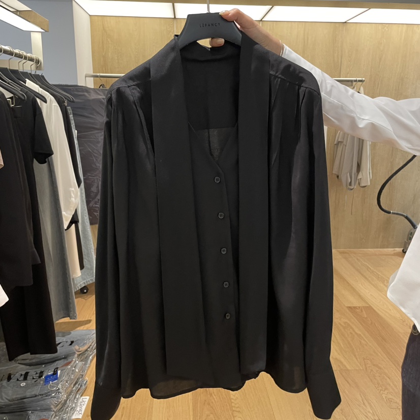 LEFANCY東大門㊣實拍女裝新品推薦時尚休閑人氣25秋冬襯衫蕾絲衫LEFANCY襯衫/蕾絲衫圖色3