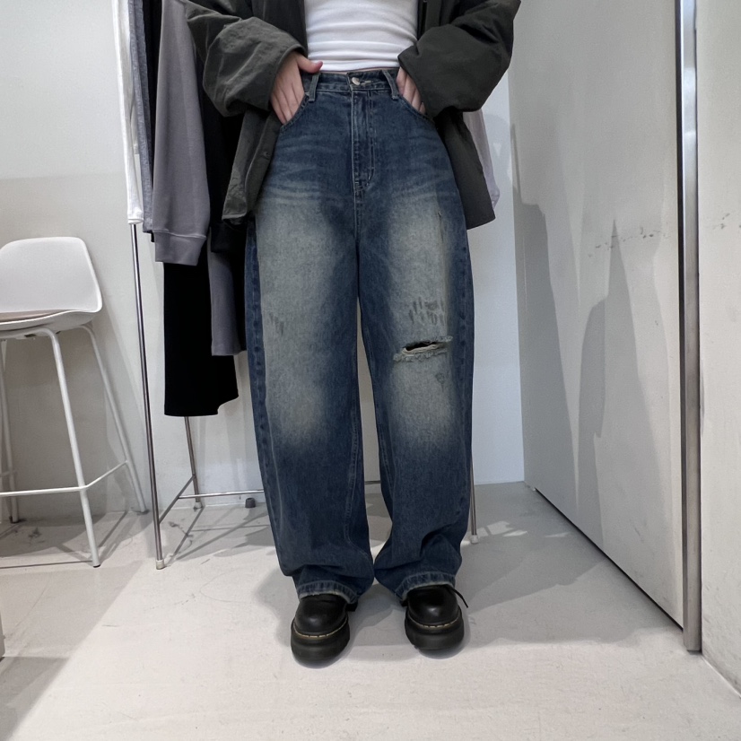 OUTRENE韓國代購㊣女裝新款真品推薦熱賣職業25秋冬休閑牛仔褲OUTRENE牛仔褲圖色1