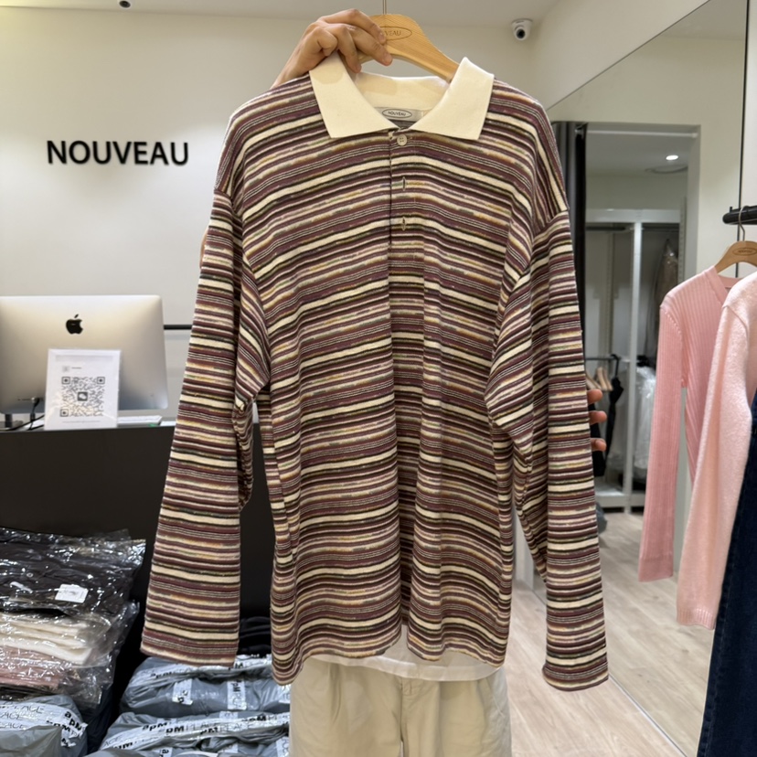 NOUVEAU韓國代購㊣女裝新款推薦時尚熱賣真品人氣休閑長袖T恤NOUVEAU長袖T恤圖色3