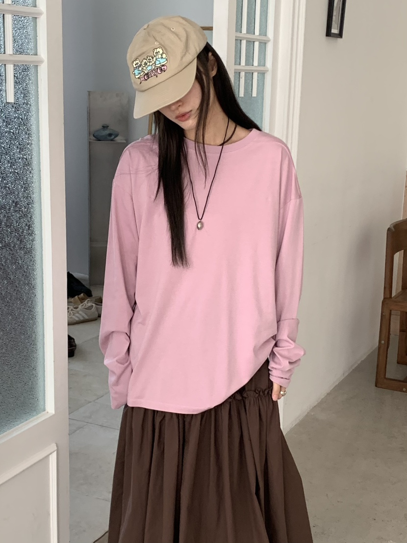 PEBBLE韓國代購㊣女裝新款時尚真品人氣職業25秋冬推薦長袖T恤PEBBLE/LAYER長袖T恤