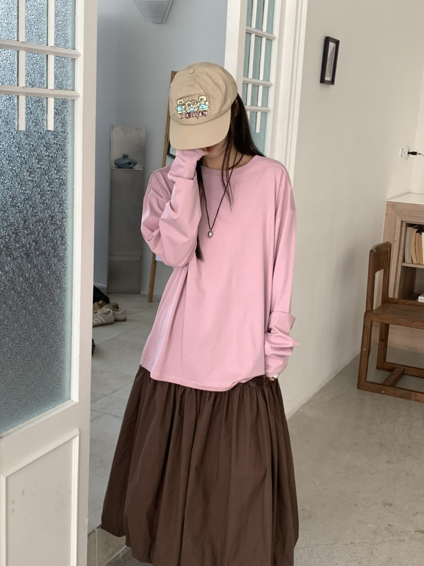 PEBBLE韓國代購㊣女裝新款時尚真品人氣職業25秋冬推薦長袖T恤PEBBLE/LAYER長袖T恤