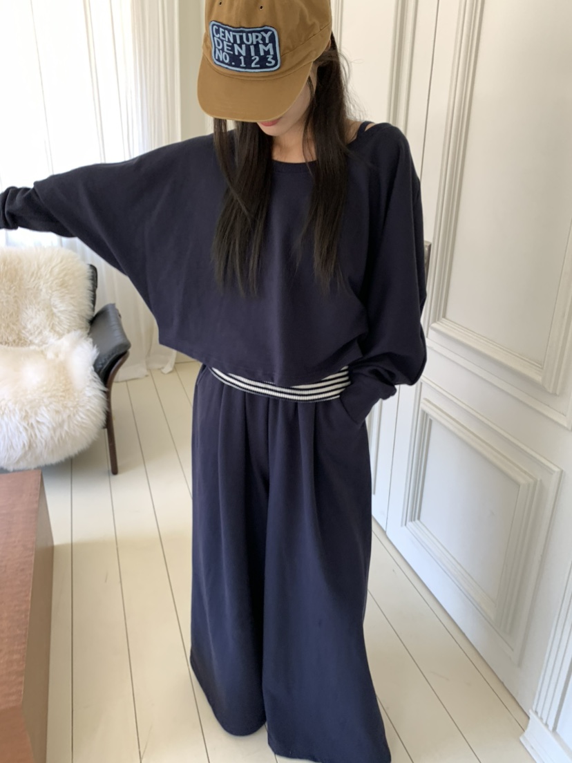 PEBBLE韓國直郵㊣女裝新款休閑人氣25秋冬真品熱賣衛衣露肩PEBBLE/LAYER衛衣