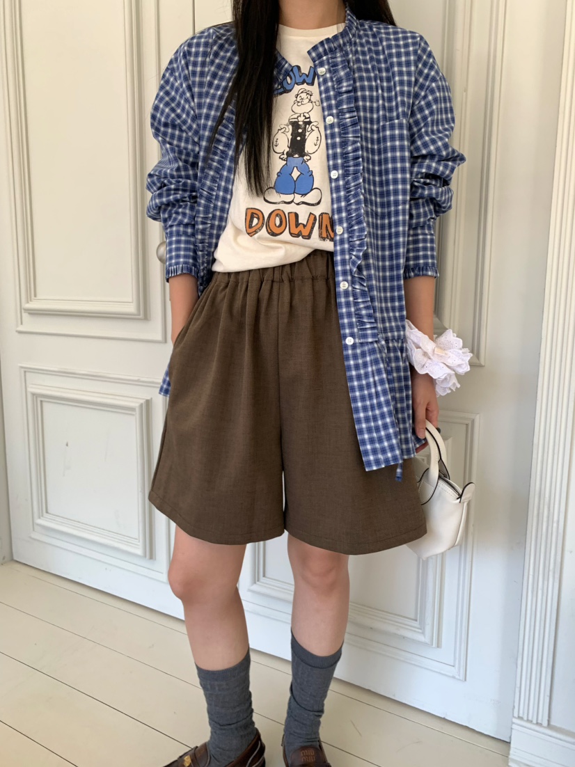 PEBBLE東大門㊣代購女裝新品25秋冬時尚職業休閑真品熱賣短褲PEBBLE/LAYER短褲