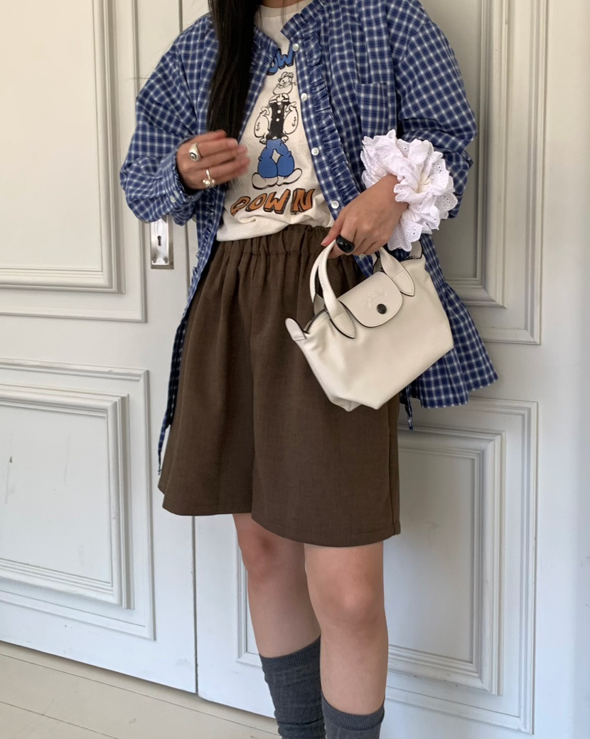 PEBBLE東大門㊣代購女裝新品25秋冬時尚職業休閑真品熱賣短褲PEBBLE/LAYER短褲