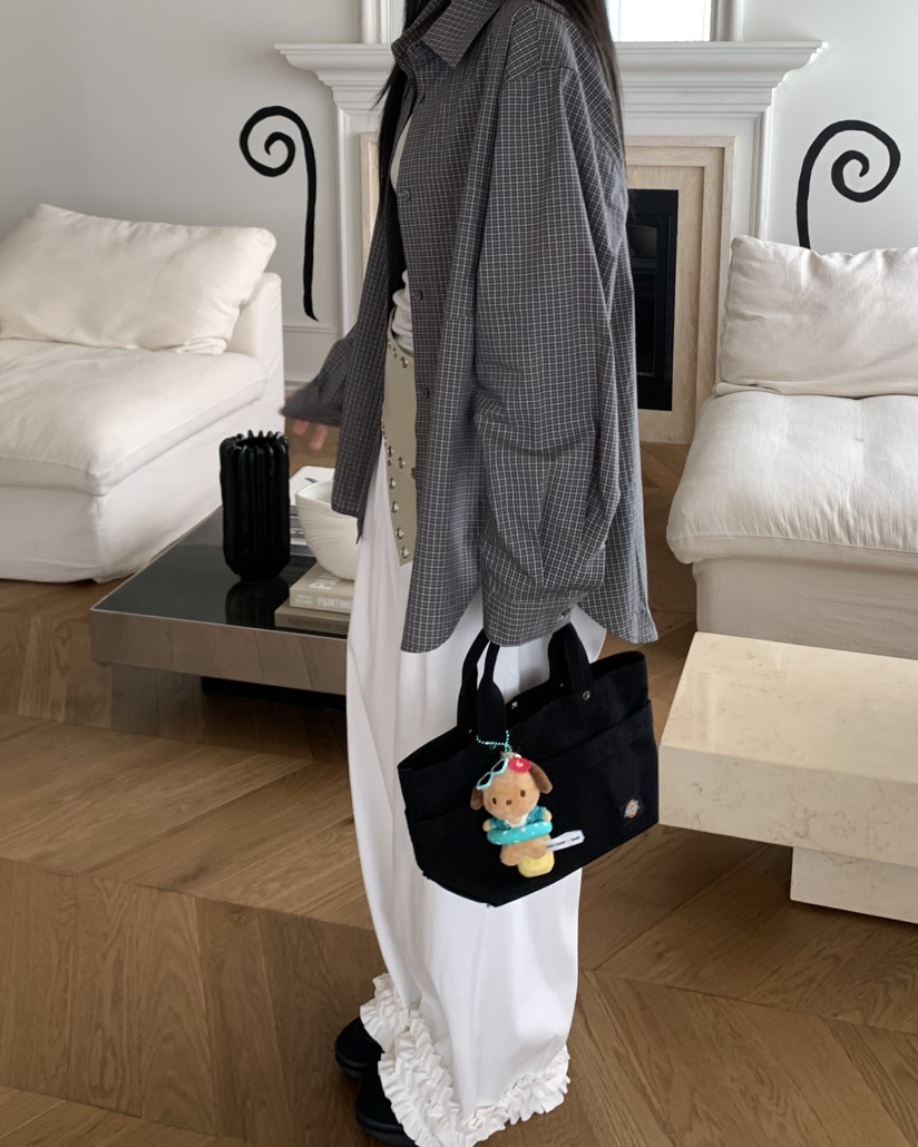 PEBBLE東大門㊣代購女裝新款推薦時尚職業真品襯衫蕾絲衫格紋PEBBLE/LAYER襯衫/蕾絲衫