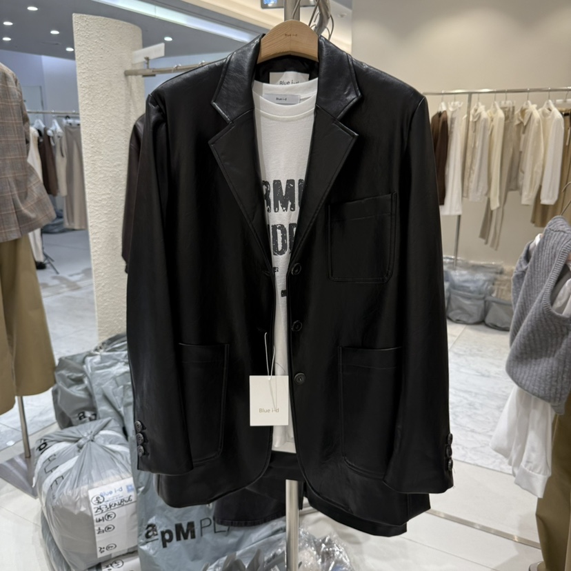 BLUEI-D韓國代購㊣女士新品時尚人氣休閑真品25秋冬熱賣皮衣Blue i-d皮衣圖色1