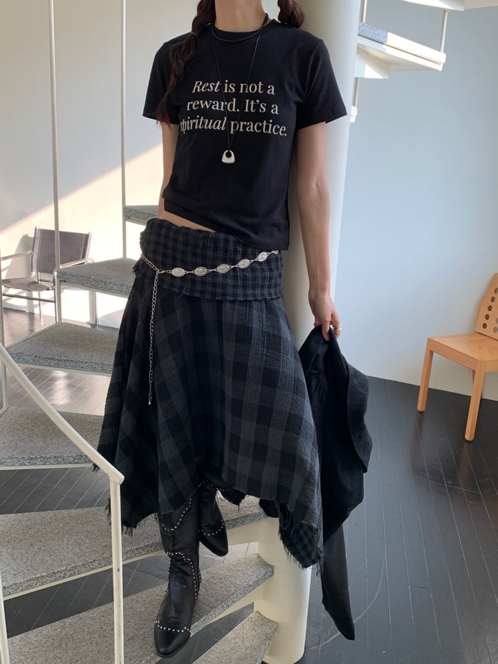 MORE THAN-P東大門㊣直郵女裝新款人氣半身裙中短裙雙排扣MORE THAN半身裙/中短裙