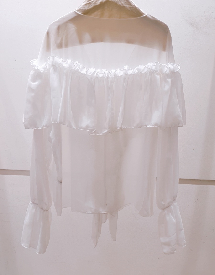 AWESOME-P韓國代購㊣女士新品推薦休閑襯衫蕾絲衫荷葉邊雪紡AWESOME-P襯衫/蕾絲衫