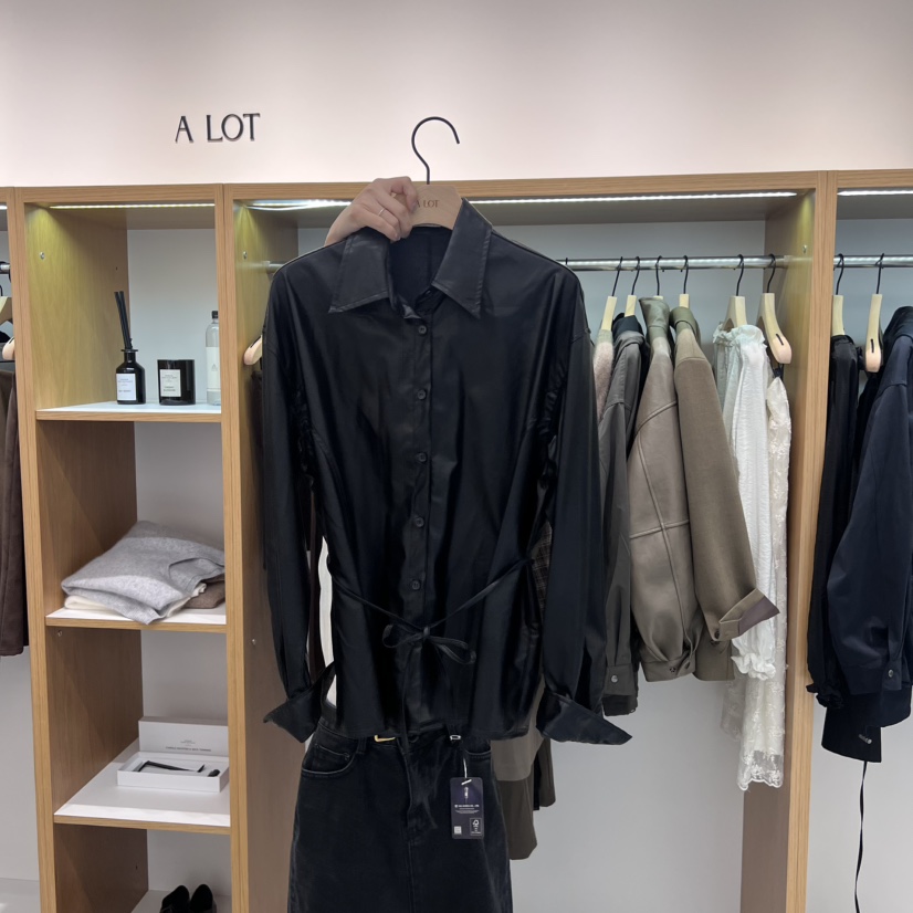 ALOT韓國直郵㊣女裝新品職業真品休閑時尚襯衫蕾絲衫含腰繩A LOT襯衫/蕾絲衫圖色1