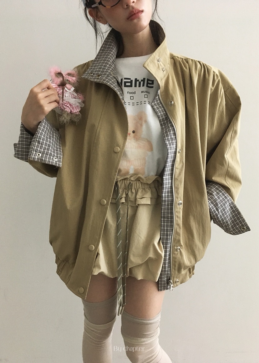 BY CHAPTER韓國代購㊣女士新品人氣真品熱賣休閑夾克里外穿Chapter夾克