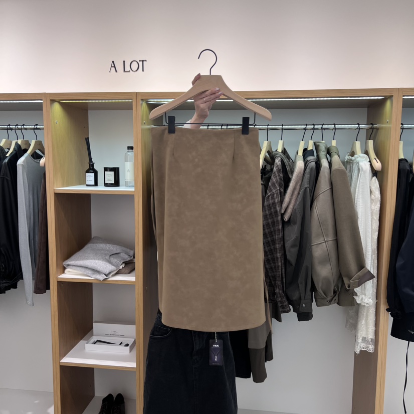 ALOT韓國代購㊣女士新品推薦職業人氣休閑半身裙中短裙絨面革A LOT半身裙/中短裙