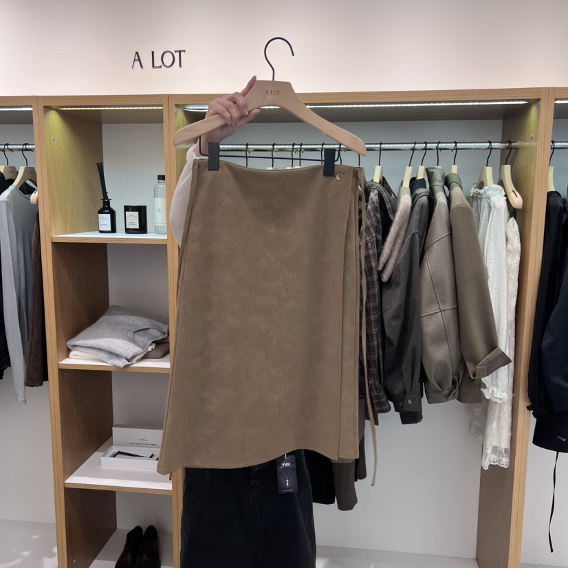 ALOT韓國代購㊣女士新品推薦職業人氣休閑半身裙中短裙絨面革A LOT半身裙/中短裙圖色2