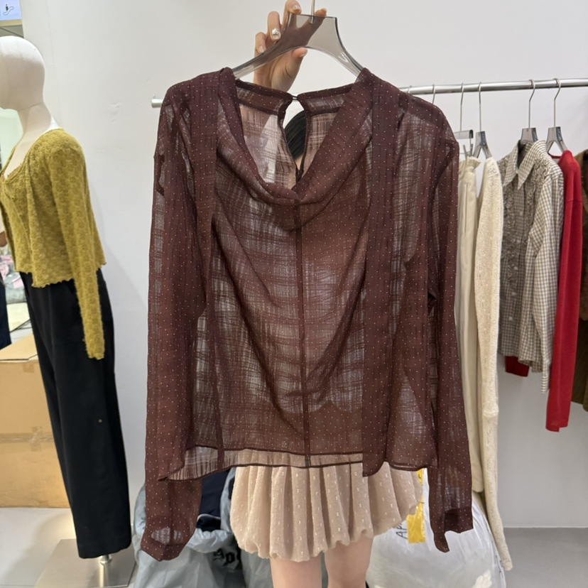 空東大門㊣代購女士新品真品25秋冬時尚休閑推薦襯衫蕾絲衫SEARE襯衫/蕾絲衫圖色2