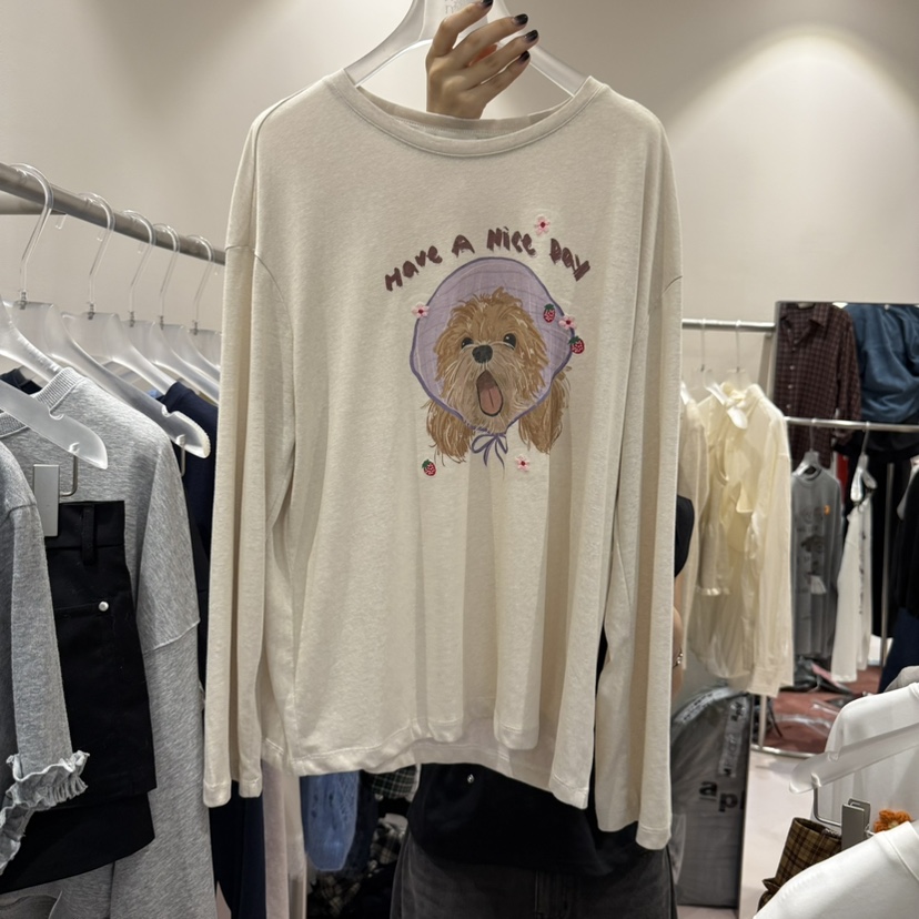 MIMME東大門㊣實拍女裝新款休閑25秋冬時尚推薦長袖T恤可愛的MIMME長袖T恤圖色1