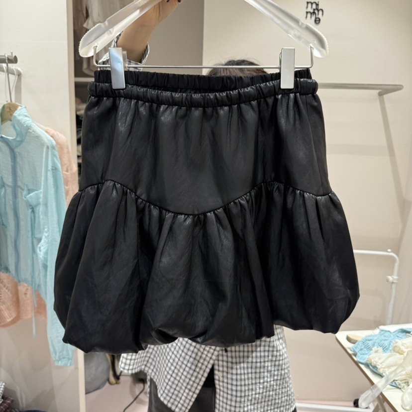 MIMME韓國代購㊣女士新款推薦真品25秋冬休閑職業熱賣短裙皮革MIMME短裙